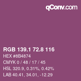 カラーコード: RGB 139.1 72.8 116 | qconv.com