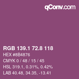 カラーコード: RGB 139.1 72.8 118 | qconv.com