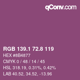 カラーコード: RGB 139.1 72.8 119 | qconv.com