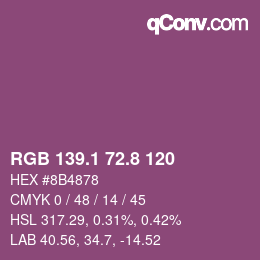 カラーコード: RGB 139.1 72.8 120 | qconv.com