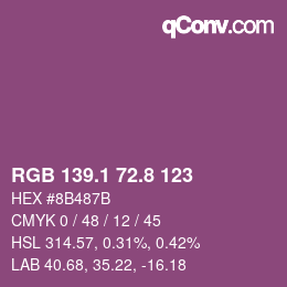 カラーコード: RGB 139.1 72.8 123 | qconv.com