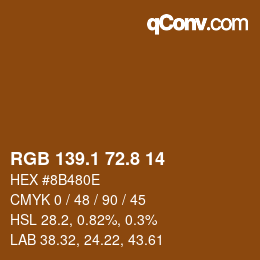 Color code: RGB 139.1 72.8 14 | qconv.com