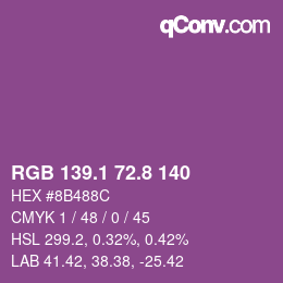 カラーコード: RGB 139.1 72.8 140 | qconv.com