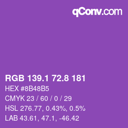 カラーコード: RGB 139.1 72.8 181 | qconv.com