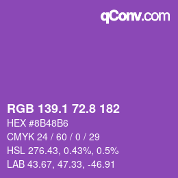 カラーコード: RGB 139.1 72.8 182 | qconv.com