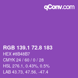 カラーコード: RGB 139.1 72.8 183 | qconv.com