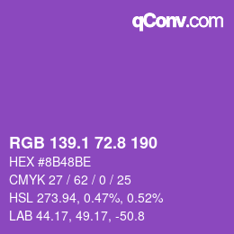 カラーコード: RGB 139.1 72.8 190 | qconv.com