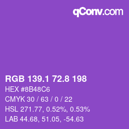 カラーコード: RGB 139.1 72.8 198 | qconv.com