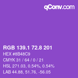 カラーコード: RGB 139.1 72.8 201 | qconv.com