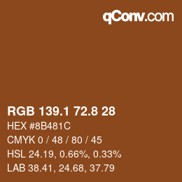 Código de color: RGB 139.1 72.8 28 | qconv.com