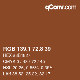 Color code: RGB 139.1 72.8 39 | qconv.com