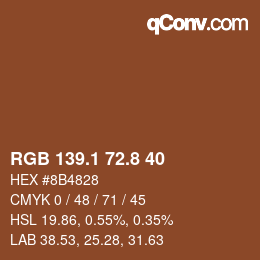 カラーコード: RGB 139.1 72.8 40 | qconv.com