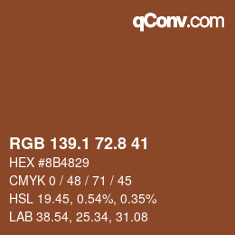 Color code: RGB 139.1 72.8 41 | qconv.com