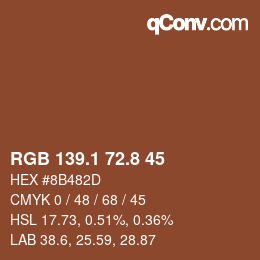 カラーコード: RGB 139.1 72.8 45 | qconv.com