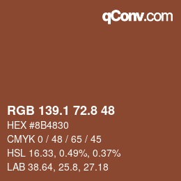 Color code: RGB 139.1 72.8 48 | qconv.com
