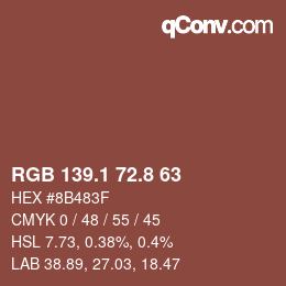 Color code: RGB 139.1 72.8 63 | qconv.com