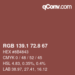 Code couleur: RGB 139.1 72.8 67 | qconv.com