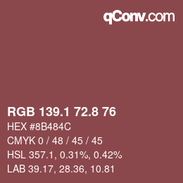 Código de color: RGB 139.1 72.8 76 | qconv.com
