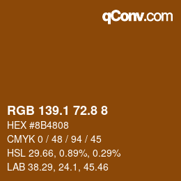 Color code: RGB 139.1 72.8 8 | qconv.com
