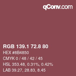 カラーコード: RGB 139.1 72.8 80 | qconv.com