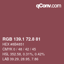 Color code: RGB 139.1 72.8 81 | qconv.com