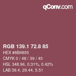 カラーコード: RGB 139.1 72.8 85 | qconv.com