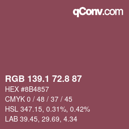 カラーコード: RGB 139.1 72.8 87 | qconv.com