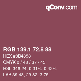 カラーコード: RGB 139.1 72.8 88 | qconv.com