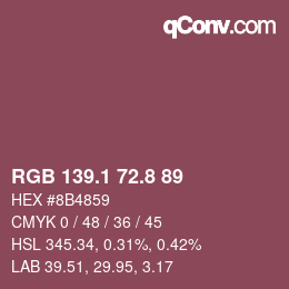 カラーコード: RGB 139.1 72.8 89 | qconv.com