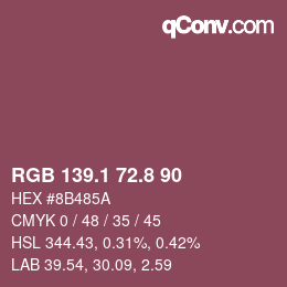 カラーコード: RGB 139.1 72.8 90 | qconv.com