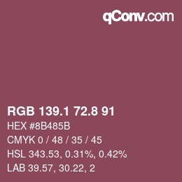 Color code: RGB 139.1 72.8 91 | qconv.com