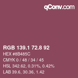 Código de color: RGB 139.1 72.8 92 | qconv.com