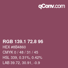 Color code: RGB 139.1 72.8 96 | qconv.com