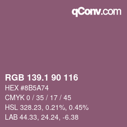 カラーコード: RGB 139.1 90 116 | qconv.com