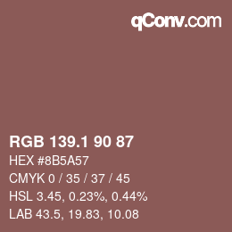 カラーコード: RGB 139.1 90 87 | qconv.com