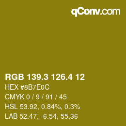 カラーコード: RGB 139.3 126.4 12 | qconv.com