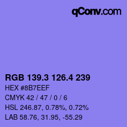 カラーコード: RGB 139.3 126.4 239 | qconv.com
