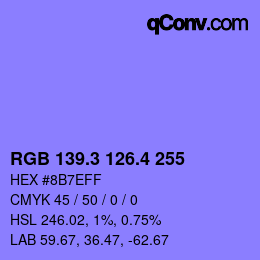 カラーコード: RGB 139.3 126.4 255 | qconv.com