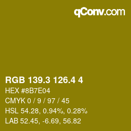 カラーコード: RGB 139.3 126.4 4 | qconv.com