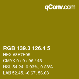 カラーコード: RGB 139.3 126.4 5 | qconv.com