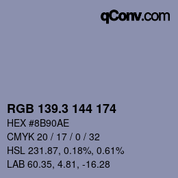 カラーコード: RGB 139.3 144 174 | qconv.com