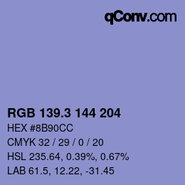 カラーコード: RGB 139.3 144 204 | qconv.com