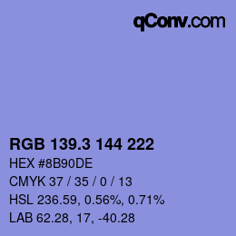 カラーコード: RGB 139.3 144 222 | qconv.com