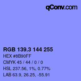 カラーコード: RGB 139.3 144 255 | qconv.com