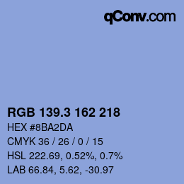 カラーコード: RGB 139.3 162 218 | qconv.com