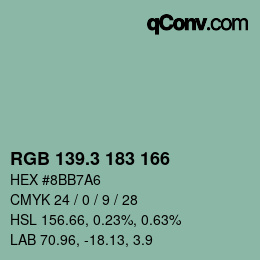 カラーコード: RGB 139.3 183 166 | qconv.com