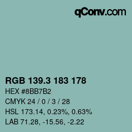 カラーコード: RGB 139.3 183 178 | qconv.com