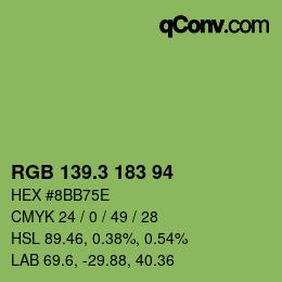 カラーコード: RGB 139.3 183 94 | qconv.com