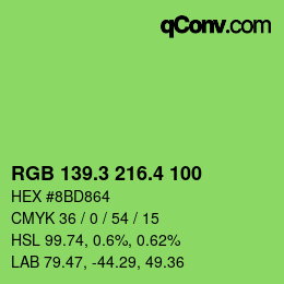 カラーコード: RGB 139.3 216.4 100 | qconv.com