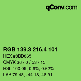 カラーコード: RGB 139.3 216.4 101 | qconv.com